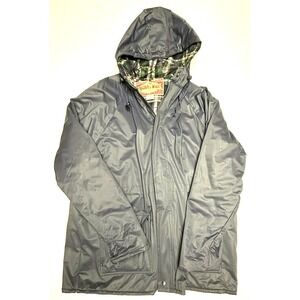 Priority Male Vintage Rain Jacket Mens Size L Quilted Lined Hooded PVC